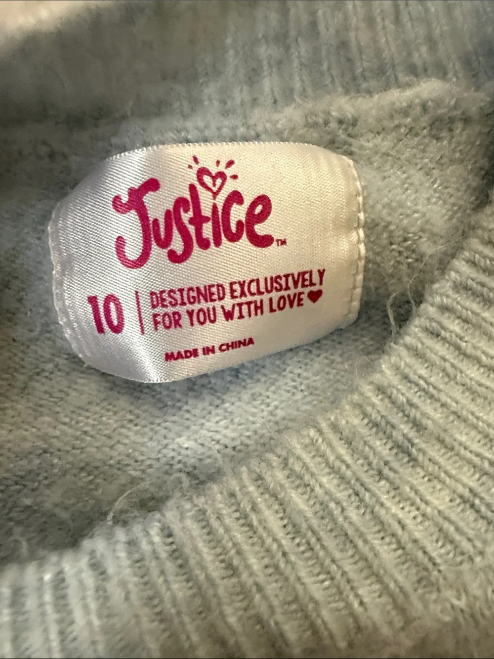Justice Pale Blue Unicorn Sequin Crewneck Sweater